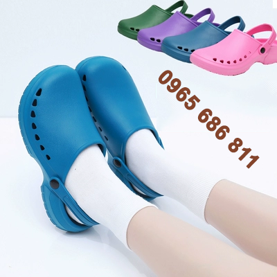 Giày phẫu thuật chống trượt dép đi trong phòng phẫu thuật nam và nữ bảo vệ y tế bác sĩ phẫu thuật giày làm việc y tế giày có lỗ đặc biệt dép lông quai ngang