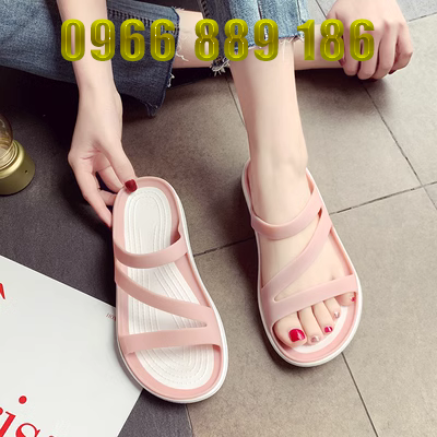 Nước ướt dép nữ mặc bên ngoài mùa hè tất lưới chống trượt màu đỏ đế mềm phụ nữ mang thai giày đi biển ở nhà dép ngày mưa dép đi biển đôi
