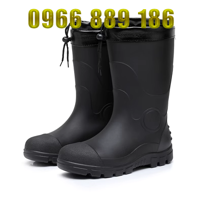 Ủng bảo hộ đi mưa mũi thép đế thép chống trơn trượt chống mài mòn chống đâm ống cao ống giữa Ủng bảo hộ lao động công nghiệp chống hóa chất